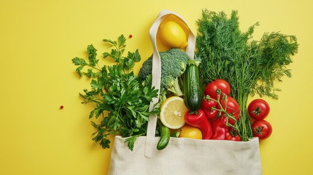 Fresh produce in reusable bag
