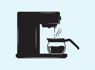 Vector Coffee Maker Silhouette with Steam and Drip Motion
