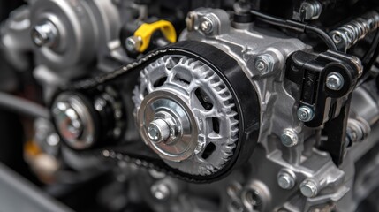 Fototapeta premium Closeup engine belt system detail