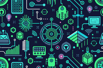 Futuristic Technology Network Connections Abstract Pattern vector illustration