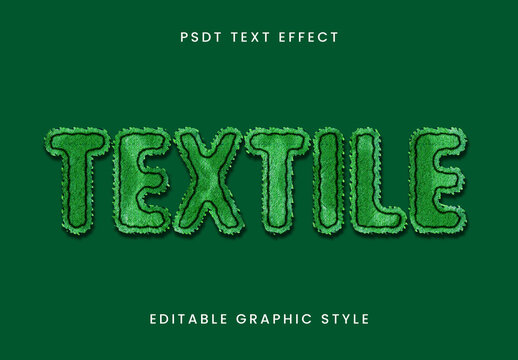 Green Textile Stitched Patch Text Effect Embroidered Fabric Font