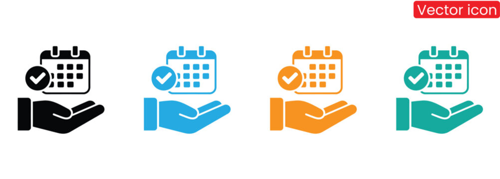 Event planning made easy with this calendar and hand appointment icon,Appointment icon vector. Logo Template illustration design,Appointment icon symbol concept for graphic design, Website, - Powered by Adobe