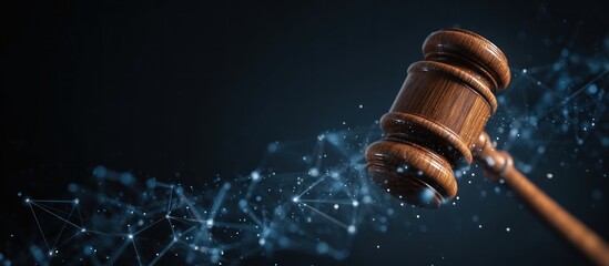 Digital Justice - Gavel Symbolizing Law in the Age of Technology.