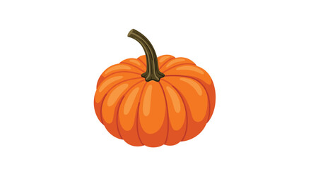 A vibrant orange cartoon pumpkin with a green stem, isolated on a white background, perfect for autumn and Halloween designs.