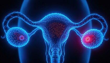 Explore the female reproductive system with this modern, detailed anatomical rendering perfect for medical education and women's health campaigns