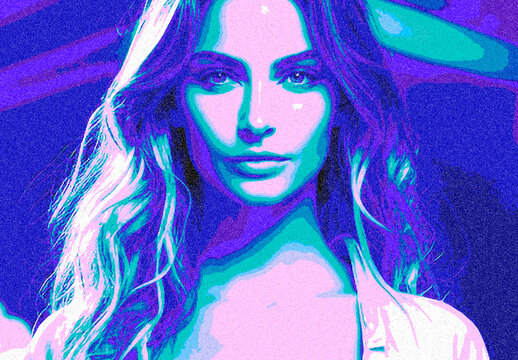 Pink And Blue Pop Art Poster Photo Effect