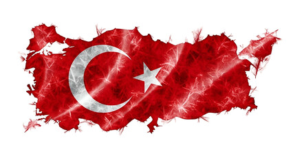 Stylized map outline of a nation filled with its vibrant flag design against a dark backdrop