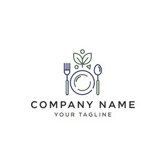 Elegant Logo Design Featuring Plate, Utensils, and Plant Elements for a Health-Focused Brand.