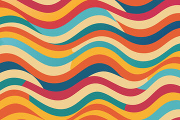 Vibrant retro wavy lines pattern in a warm and earthy color scheme abstract background