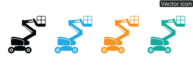 Elevate your project with this boom lift icon set for construction, Lift logo designs. lift equipment vector illustration 