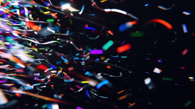 Abstract colorful streamers against dark backdrop suitable for creative design