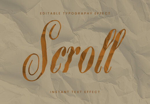 Orange Wrinkled Vintage Paper Text Effect Elegant Script Crumpled Font