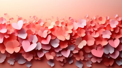Obraz premium Heart-shaped paper confetti on peach background