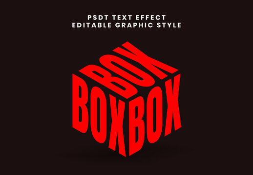 Red 3D Cube Text Effect Bold Isometric Font