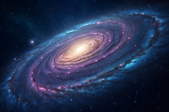 Vibrant spiral galaxy with glowing core and starry arms in deep space