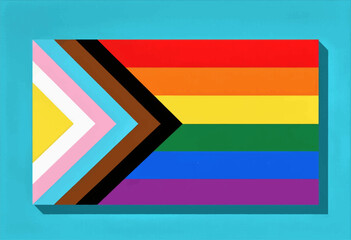 Progress pride flag vector illustration, colorful LGBTQ+ design, isolated