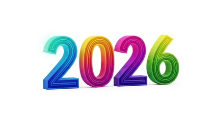 New Year 2026 banner, Colorful fluffy 2026 number with soft texture
