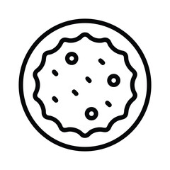 Cookie Outlined In Bold Vector Illustration