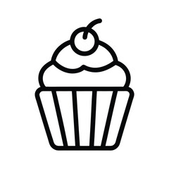 Cupcake Outlined In Bold Vector Illustration