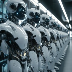 Fototapeta premium Robotic figures in a row