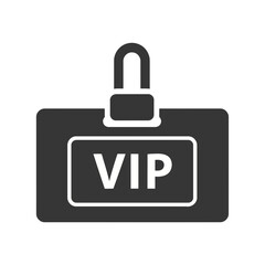 Obraz premium A dark gray icon of a vip pass with a lanyard, symbolizing exclusive access and special privileges