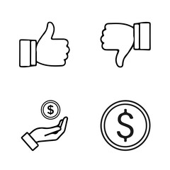 Set Thumbs Up Down Like Disslike Handdrawn Hand Gesture