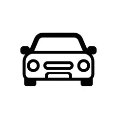 Obraz premium Front view of a black car icon on a, representing transportation and automotive themes