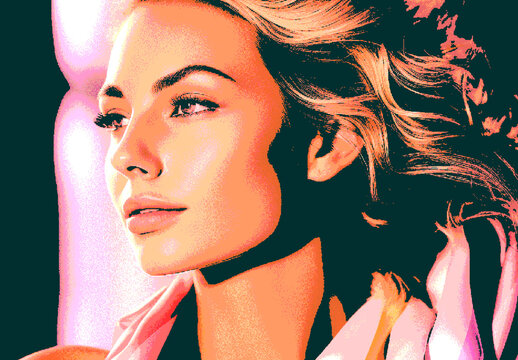 Pink And Black Retro Vector Art Style Photo Effect