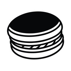 Macaron Outlined In Bold Vector Illustration