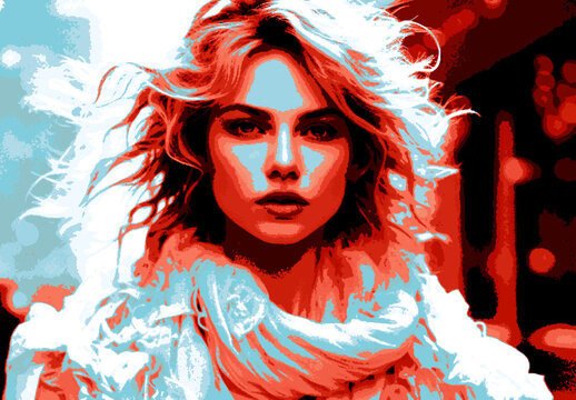Red And Blue Pop Art Poster Photo Effect