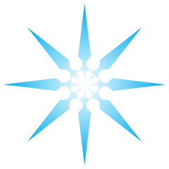 blue geometric star pattern with transparent background for clip art or design elements