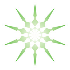 green geometric star pattern with transparent background for clip art or design elements