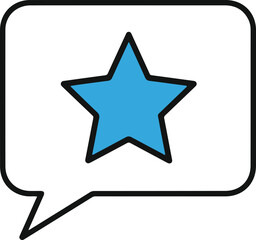 Obraz premium Blue star in speech bubble icon, feedback, rating, review, quality symbol