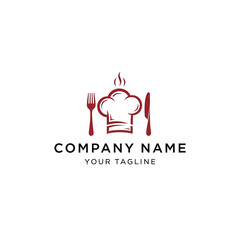 Obraz premium Restaurant logo template with chef hat fork and knife icon.