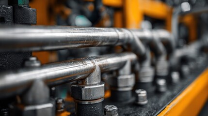 Closeup industrial piping system