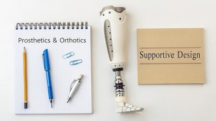 Prosthetic Leg and Supportive Accessories On White Surface