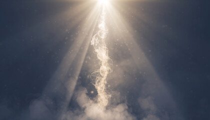 Fototapeta premium Light beams through smoke and dust particles.