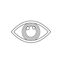 Stylized eye icon with concentric circles and two dots