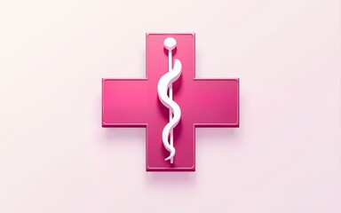 Vibrant pink medical emblem vector illustration depicting health and wellness concepts, ideal for healthcare design and branding. High quality