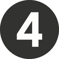 A large white number four is displayed prominently on a dark gray circular background