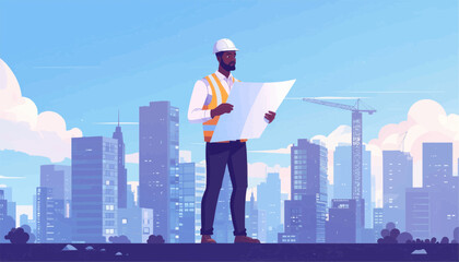 Construction Engineer with Blueprin