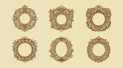 classic abstract carved frame illustration design
