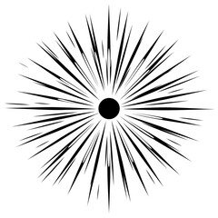 Fototapeta premium Abstract black starburst explosion radiating from a central black circle