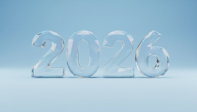 Crystal number glass texture elegant luxury single object blue background