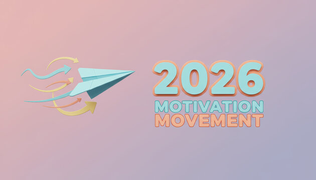 Paper airplane pastel gradient arrow swirl text