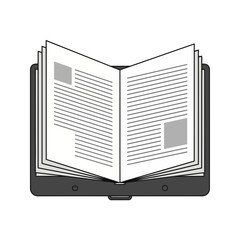 Open book on a tablet screen, representing digital reading and online education