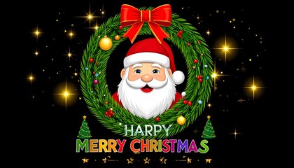 Playful Christmas art featuring Santa and joyful seasonal sparkle high resolution picture