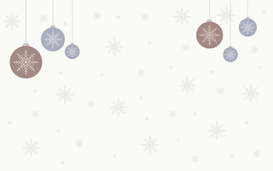 Minimalist Christmas Background with Snowflakes and Ornaments