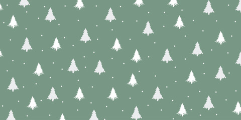 Seamless Winter Pattern with Pine Trees