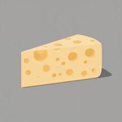 Yellow cheese wedge illustration with characteristic holes isolated